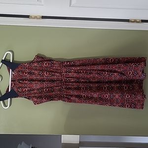 Athleta Dress Red Blue Printed Martinrchi Sleeveless Elastic Waist Womens XS